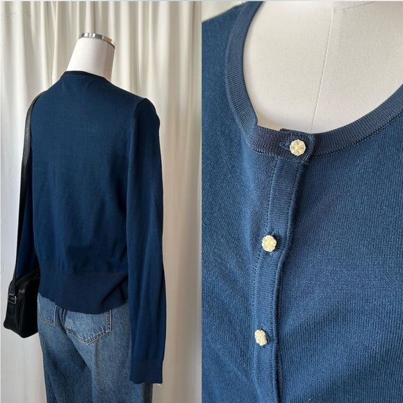 WHBM blue button-up cardigan size Large. - Picture 6 of 8